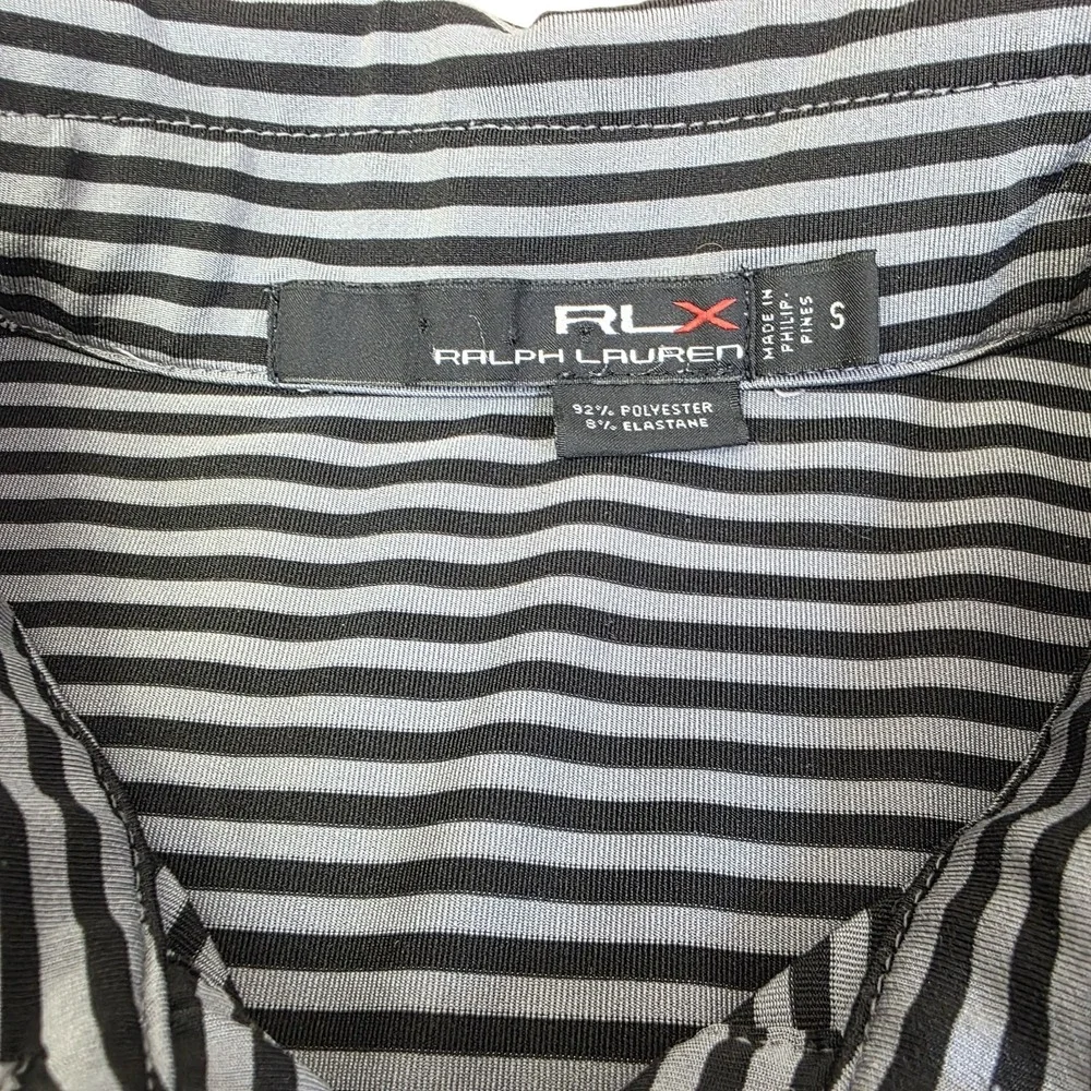 RLX Ralph Lauren Polo Mens Small Black Gray Striped‎ Golf Performance Stretch